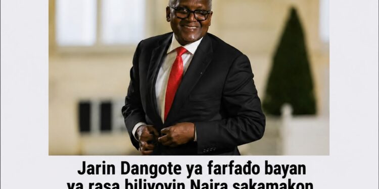 Jarin Dangote ya yi ƙasa amma ya farfaɗo cikin mako ɗaya