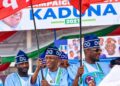Gov. Yusuf receives APC guber candidature flag at presidential campaign inauguration